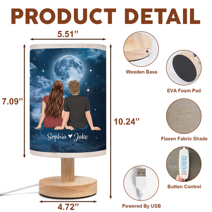 Personalized Fabric Lamp featuring "Moonlight On The Night We Met" design.