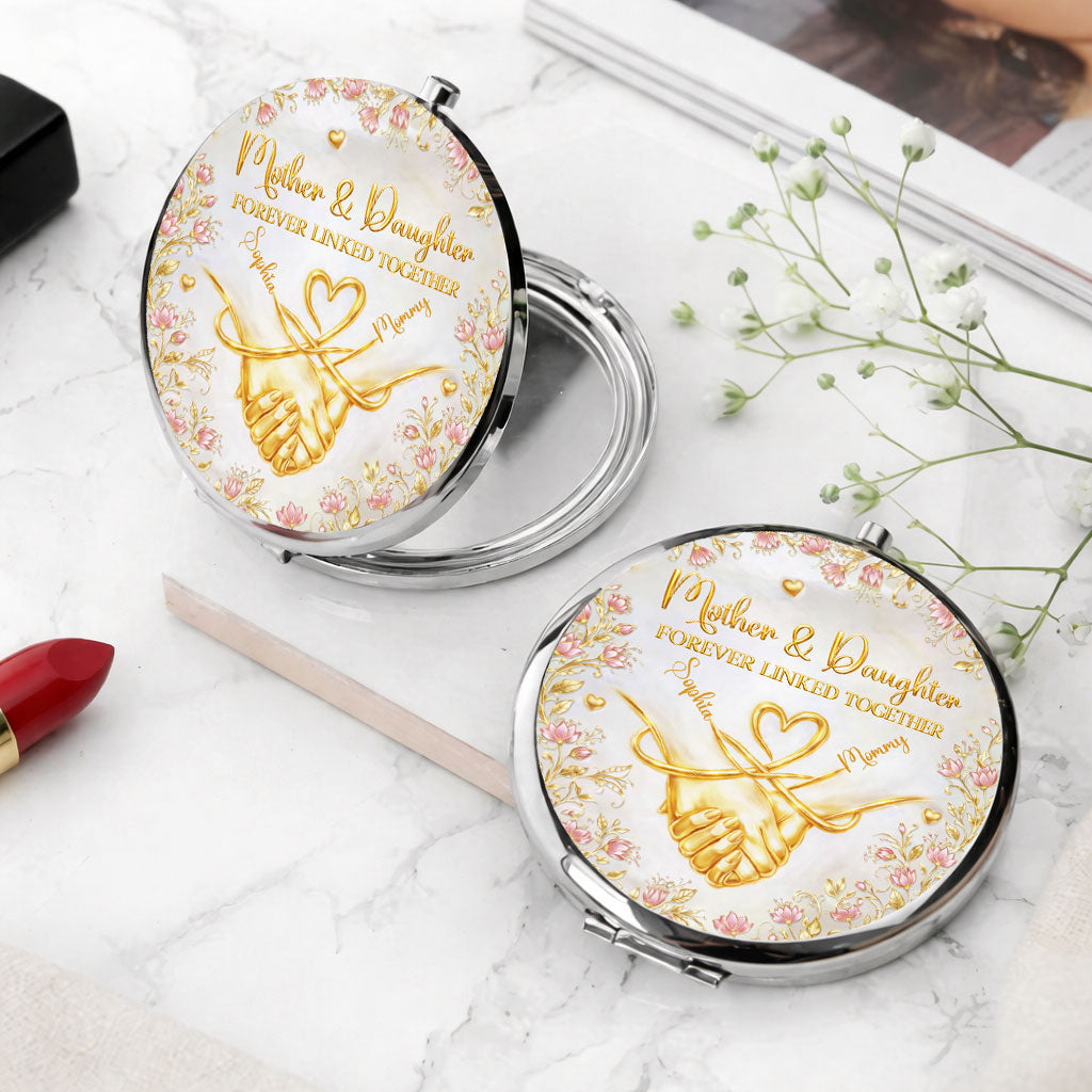 Mother And Beloved Daughter - Personalized Custom 3D Effect Compact Mirror