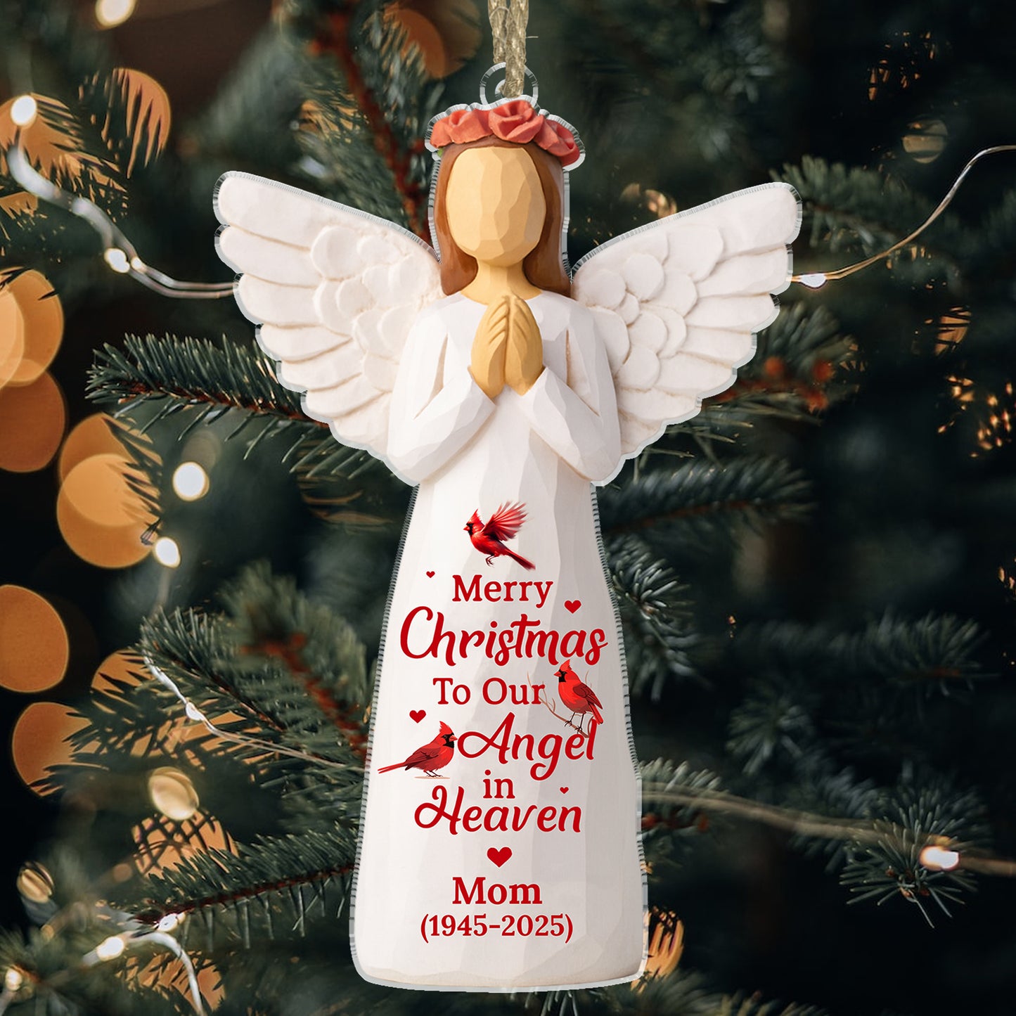 Personalized "My Angel" Christmas Ornament; a clear acrylic ornament.