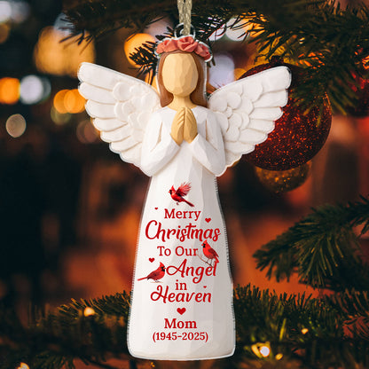 Personalized "My Angel" Christmas Ornament; a clear acrylic ornament.