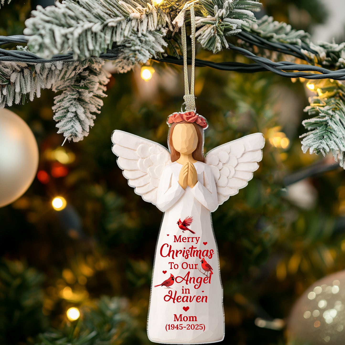 Personalized "My Angel" Christmas Ornament; a clear acrylic ornament.
