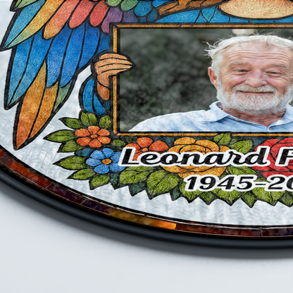 My Angel personalized stained glass suncatcher featuring a custom photo.