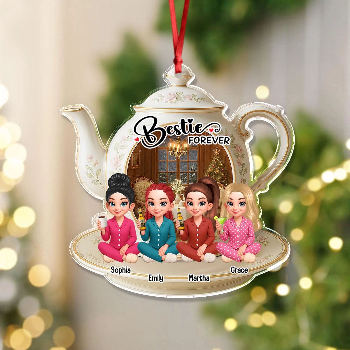 My Bes-Tea Personalized Acrylic Ornament - A custom gift for your best friend.