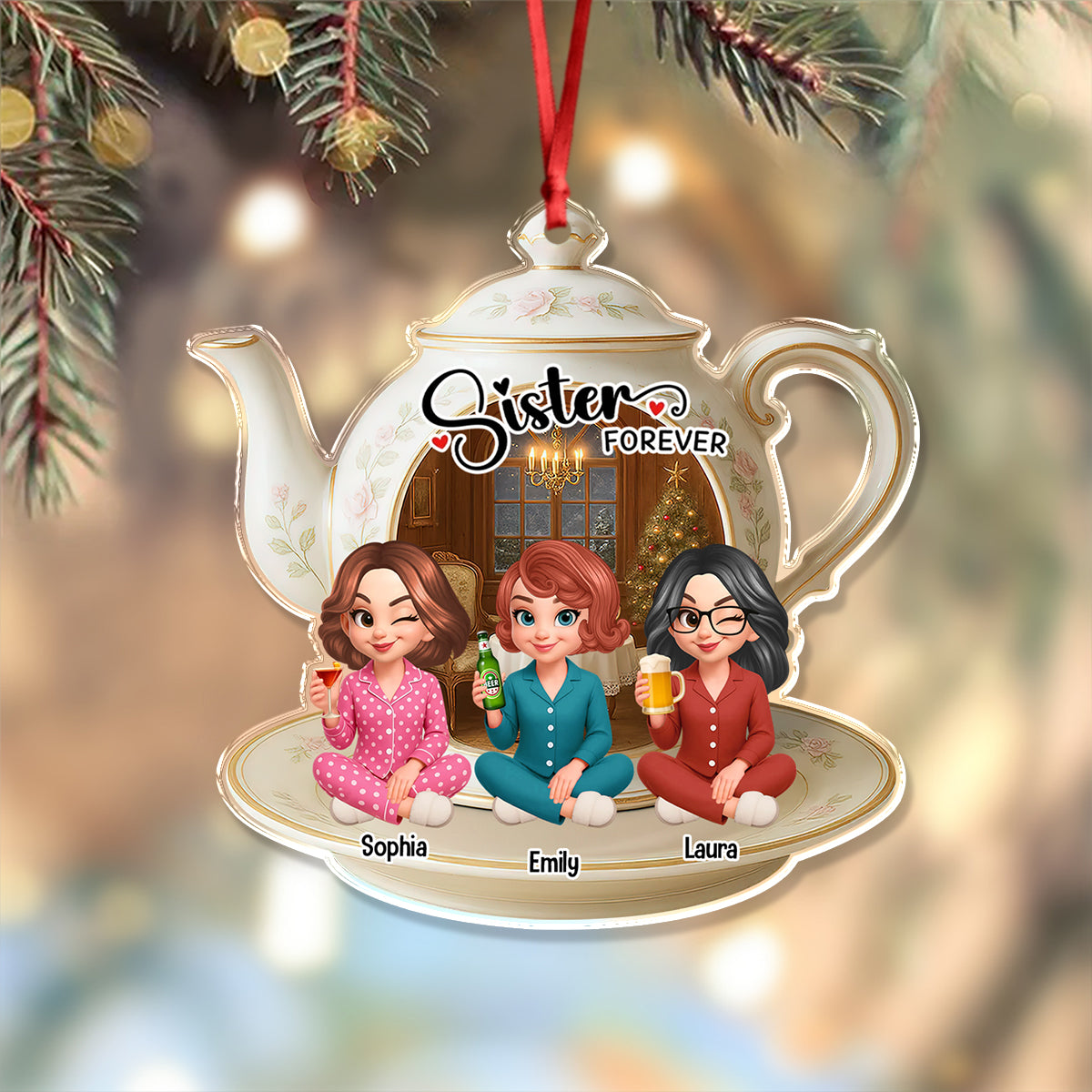 My Bes-Tea Personalized Acrylic Ornament - A custom gift for your best friend.