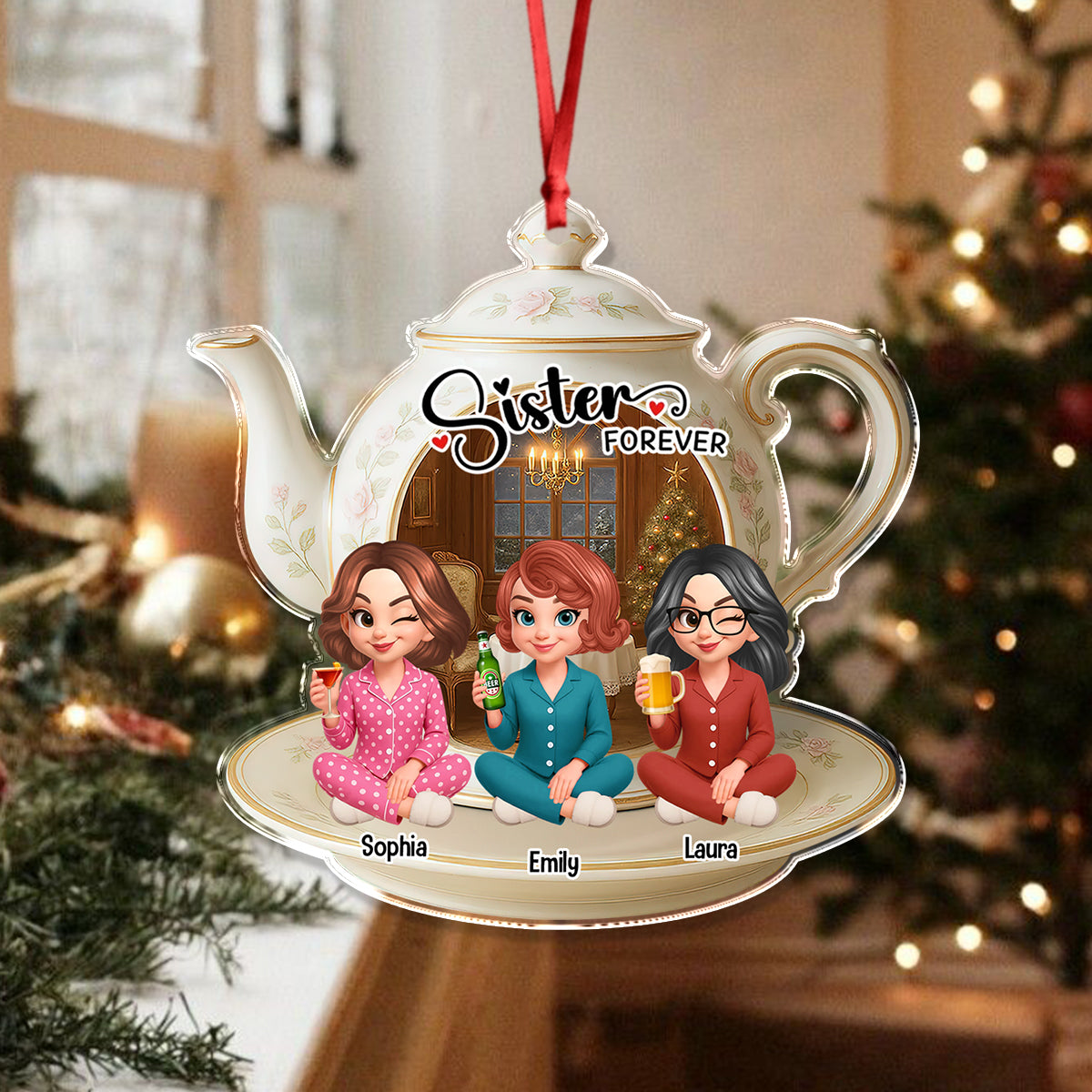 My Bes-Tea Personalized Acrylic Ornament - A custom gift for your best friend.
