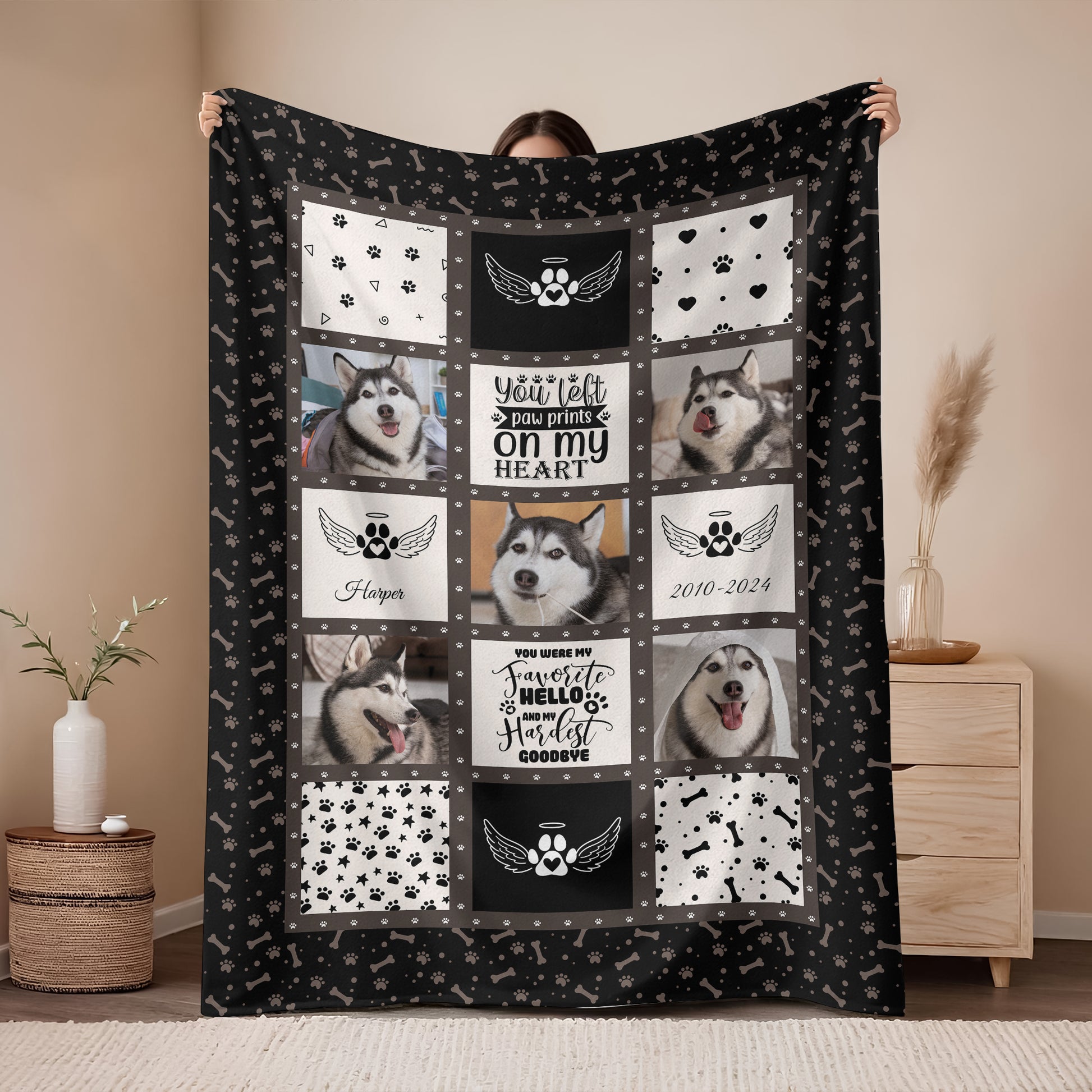 My Favorite Hello Memorial Personalized Blanket - a comforting sympathy gift.