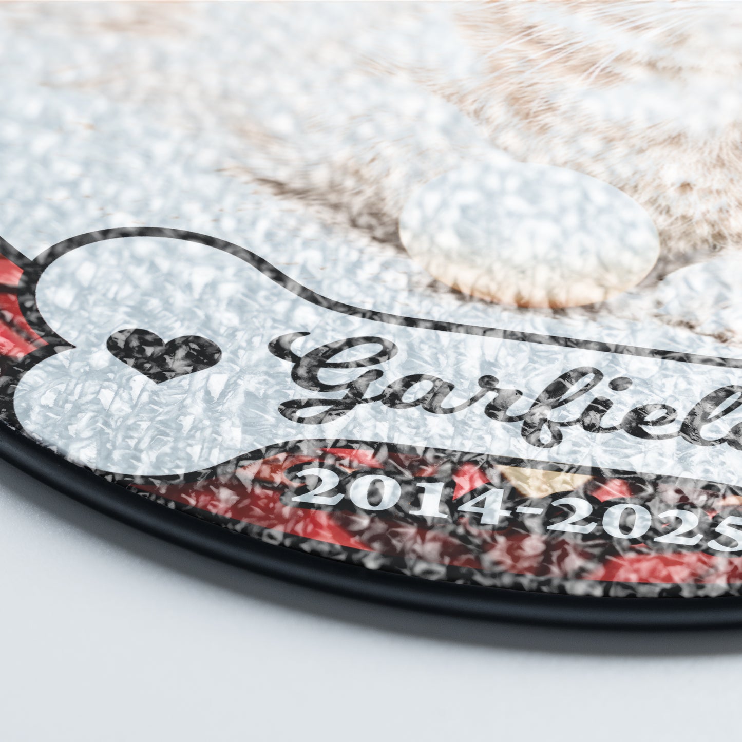 Personalized photo stained glass suncatcher: "My Hardest Goodbye" memorial window hanging.