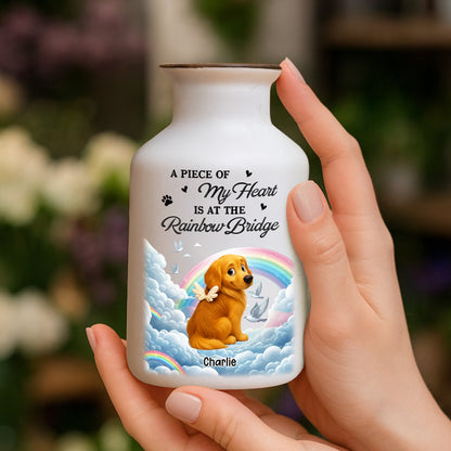 Personalized white ceramic flower vase with "My Heart Was Not Ready" memorial quote.