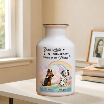 Personalized white ceramic flower vase with "My Heart Was Not Ready" memorial quote.