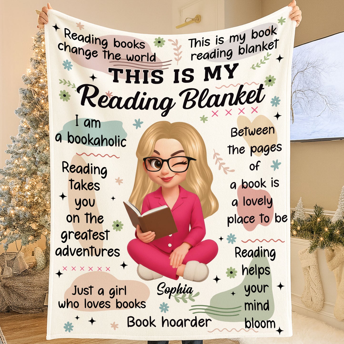 Personalized "My Reading Book" Memorial Blanket; Custom blanket featuring a book design for cozy reading.