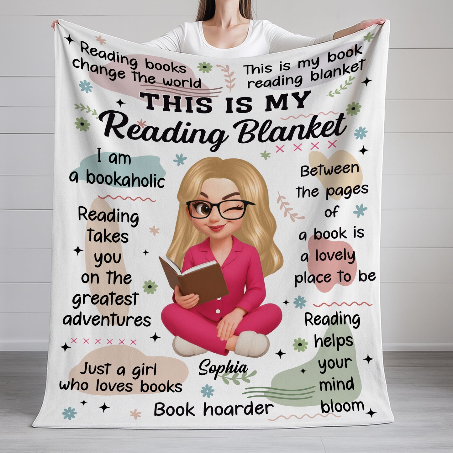 Personalized "My Reading Book" Memorial Blanket; Custom blanket featuring a book design for cozy reading.