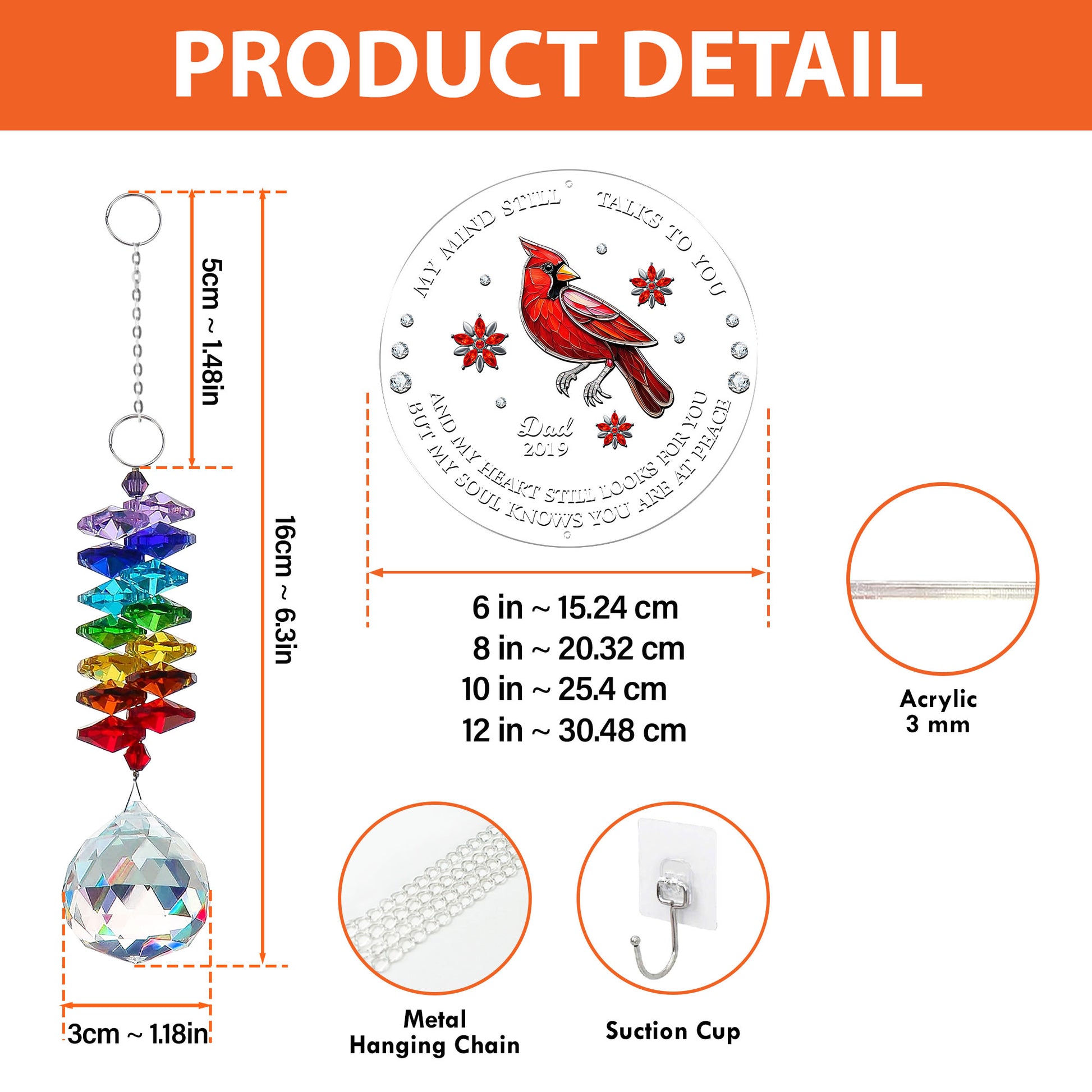 My Soul Knows You Are At Peace Ornament - hanging decoration with crystal charm.