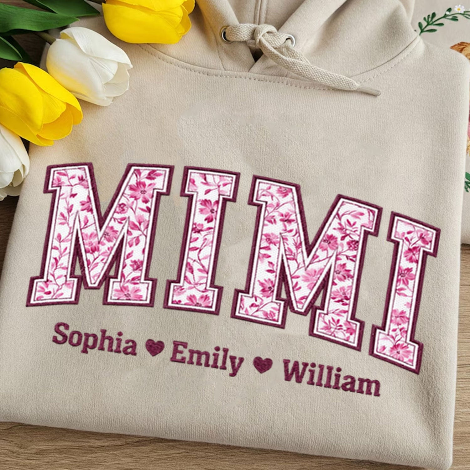 Nana Mom Flowers Embroidered Crewneck Sweatshirt - a personalized gift for Mom or Grandma from Jillian Customs.