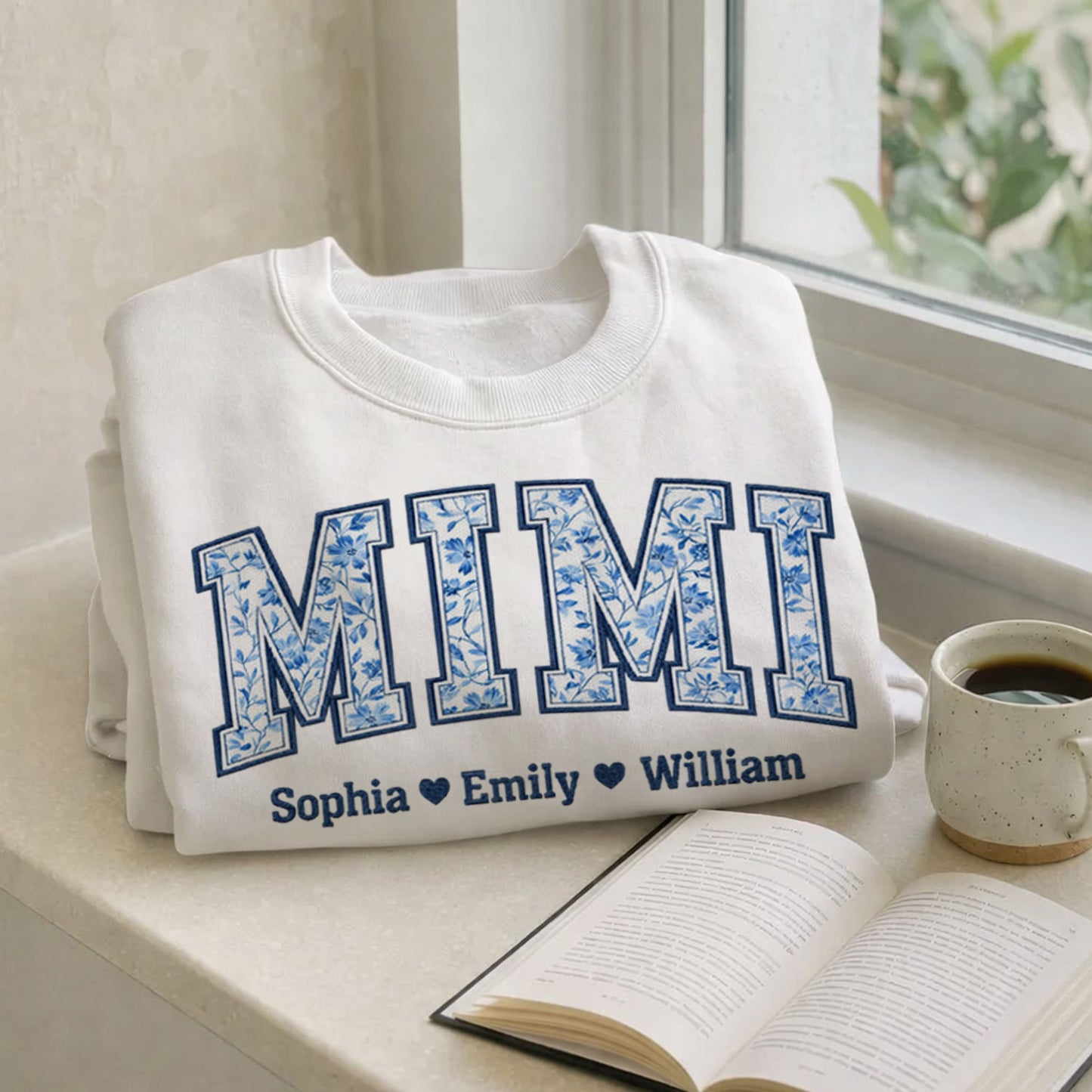 Nana Mom Flowers Embroidered Crewneck Sweatshirt - a personalized gift for Mom or Grandma from Jillian Customs.