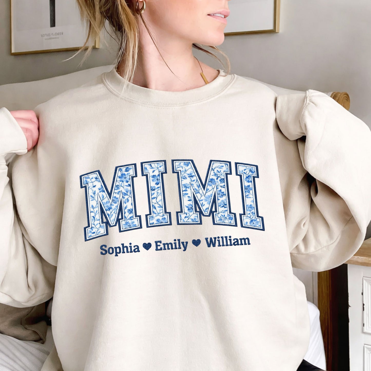 Nana Mom Flowers Embroidered Crewneck Sweatshirt - a personalized gift for Mom or Grandma from Jillian Customs.