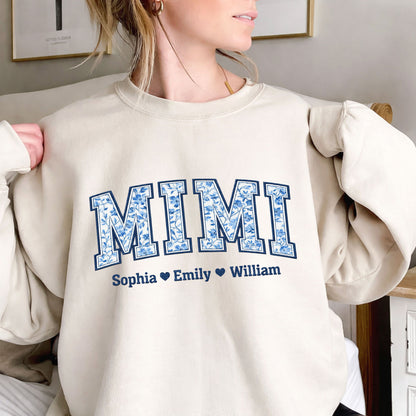 Nana Mom Flowers Embroidered Crewneck Sweatshirt - a personalized gift for Mom or Grandma from Jillian Customs.