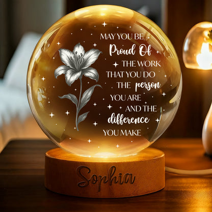Never Forget The Difference You Make - Personalized Crystal Globe Lamp