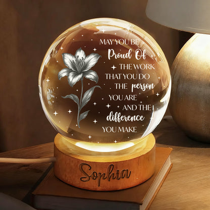 Never Forget The Difference You Make - Personalized Crystal Globe Lamp
