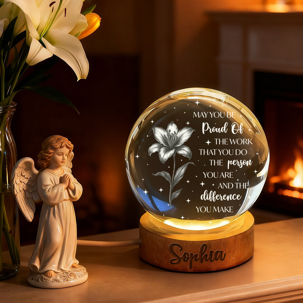 Never Forget The Difference You Make - Personalized Crystal Globe Lamp