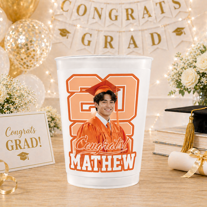 Class Of 2026 Glitter Congrats Grad Custom Photo - Personalized Graduation Cups