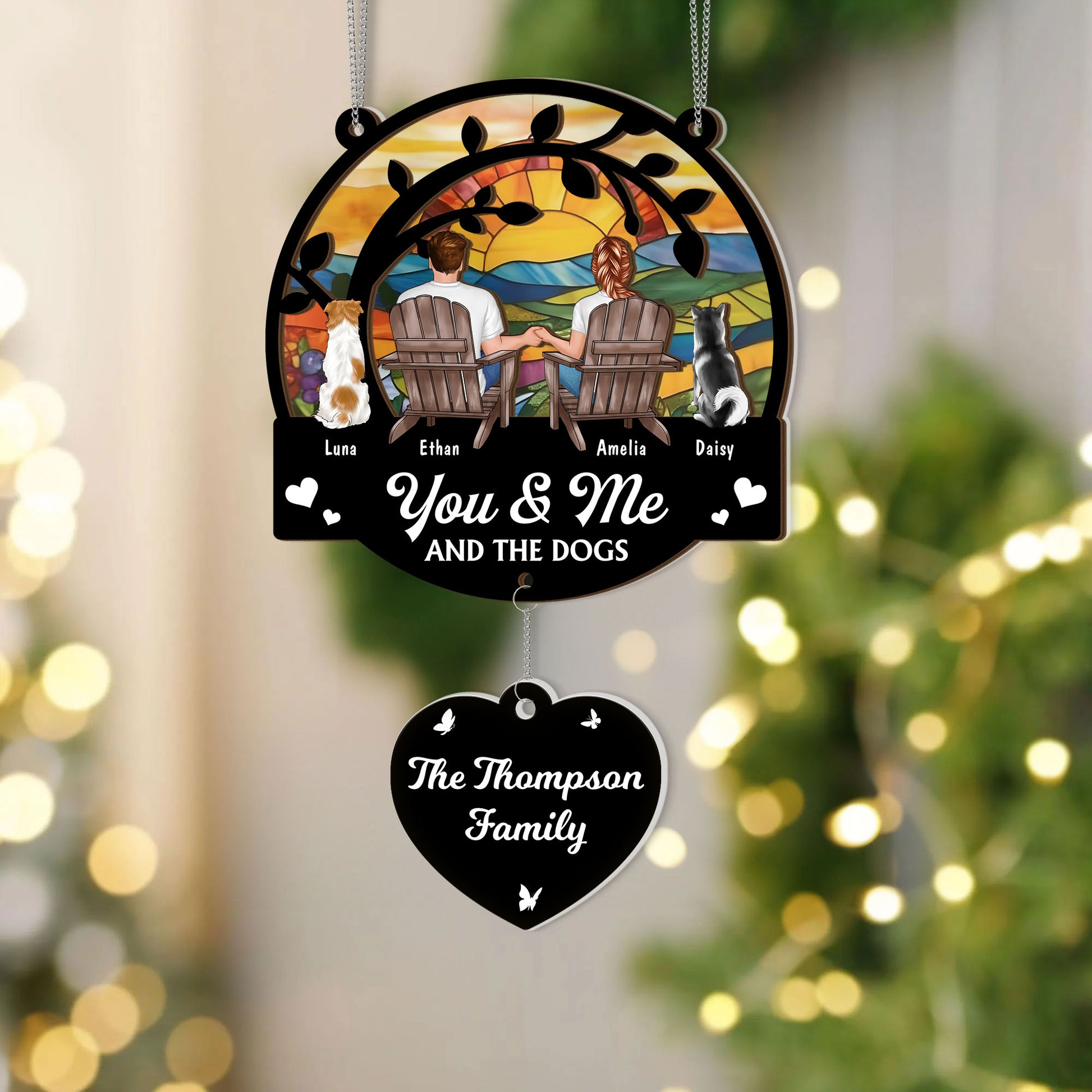 Our Family layered suncatcher with charm - A personalized Christmas gift.
