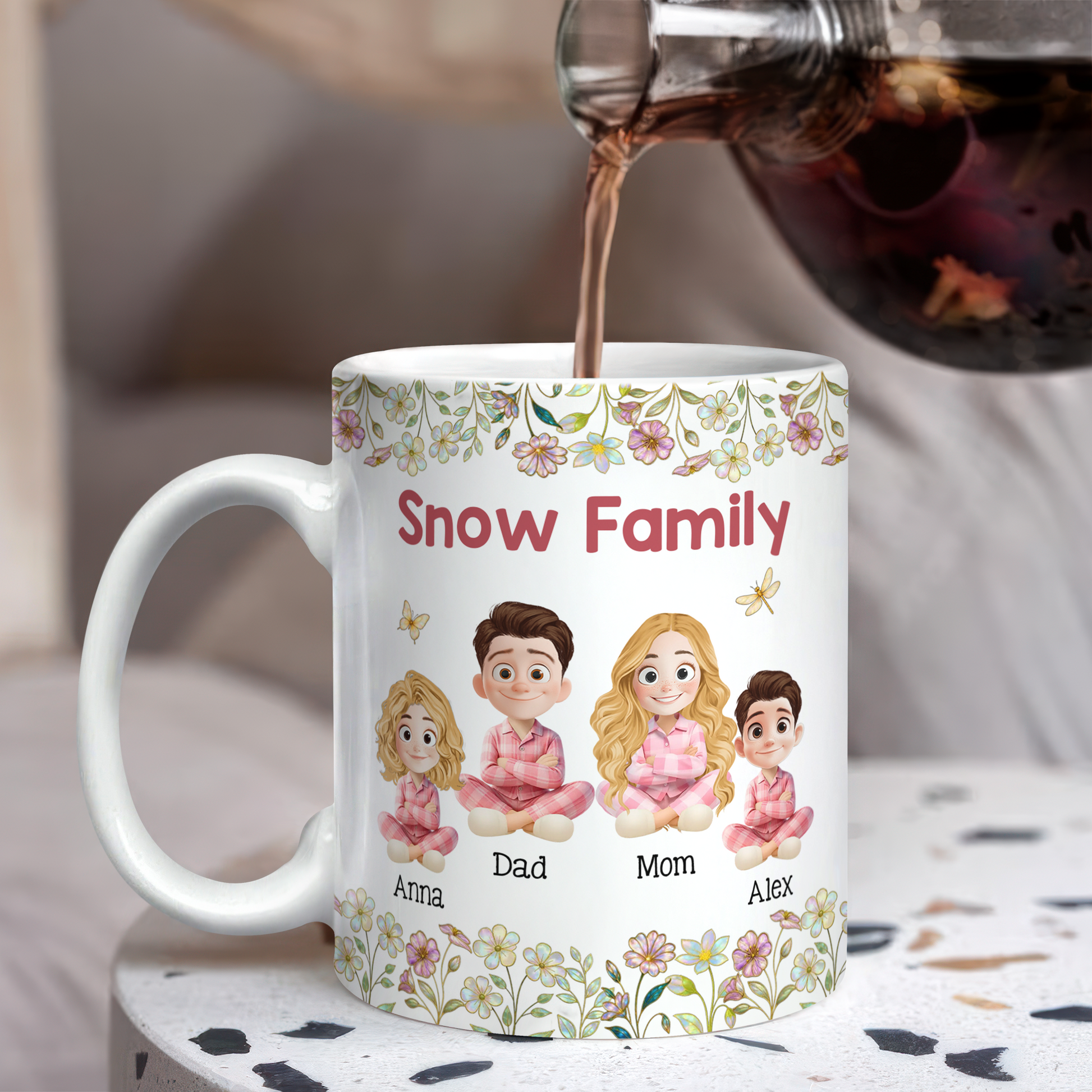 Personalized "Our Family" 3D Mug. Custom coffee mug with 3D effect, a unique family gift.