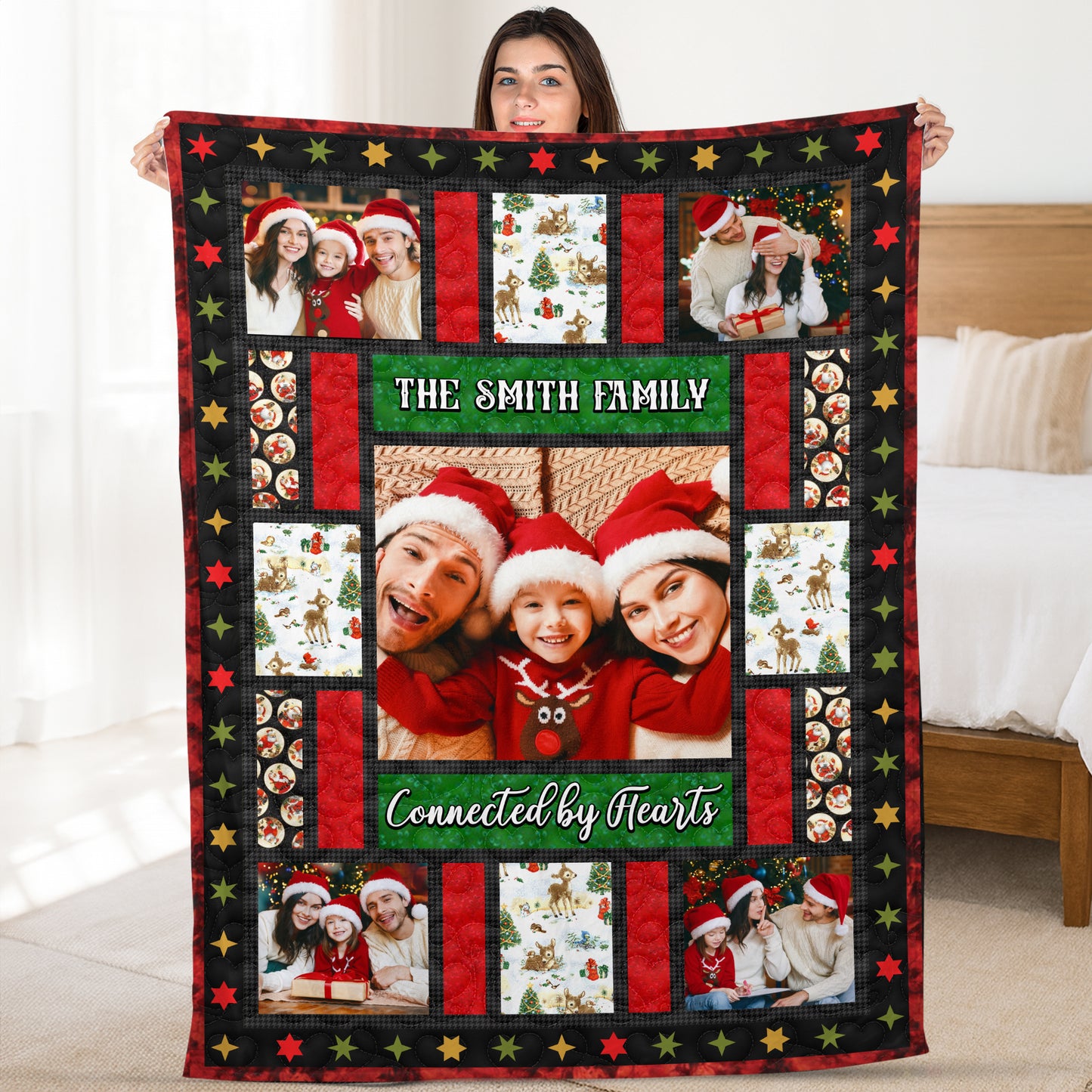 Personalized Our Family Christmas Funny Gift Custom Blanket.