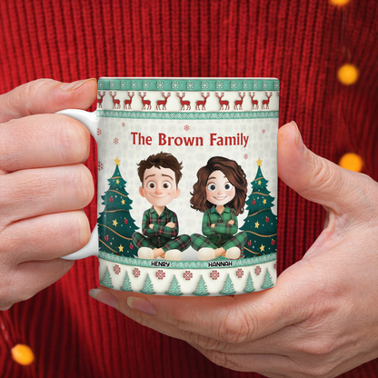 Personalized "Our Family Christmas Vibe" 3D Coffee Mug. Custom Christmas family mug.
