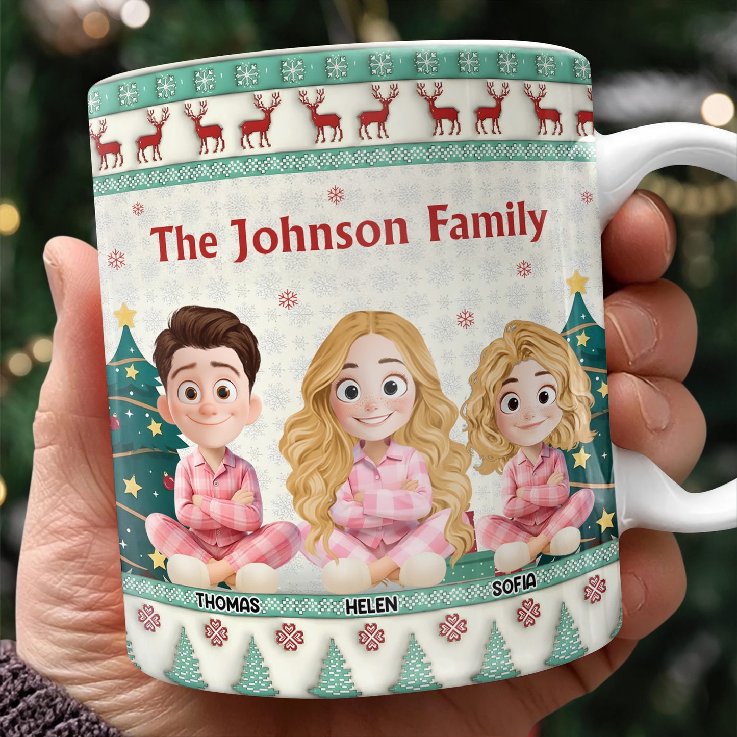 Personalized "Our Family Christmas Vibe" 3D Coffee Mug. Custom Christmas family mug.