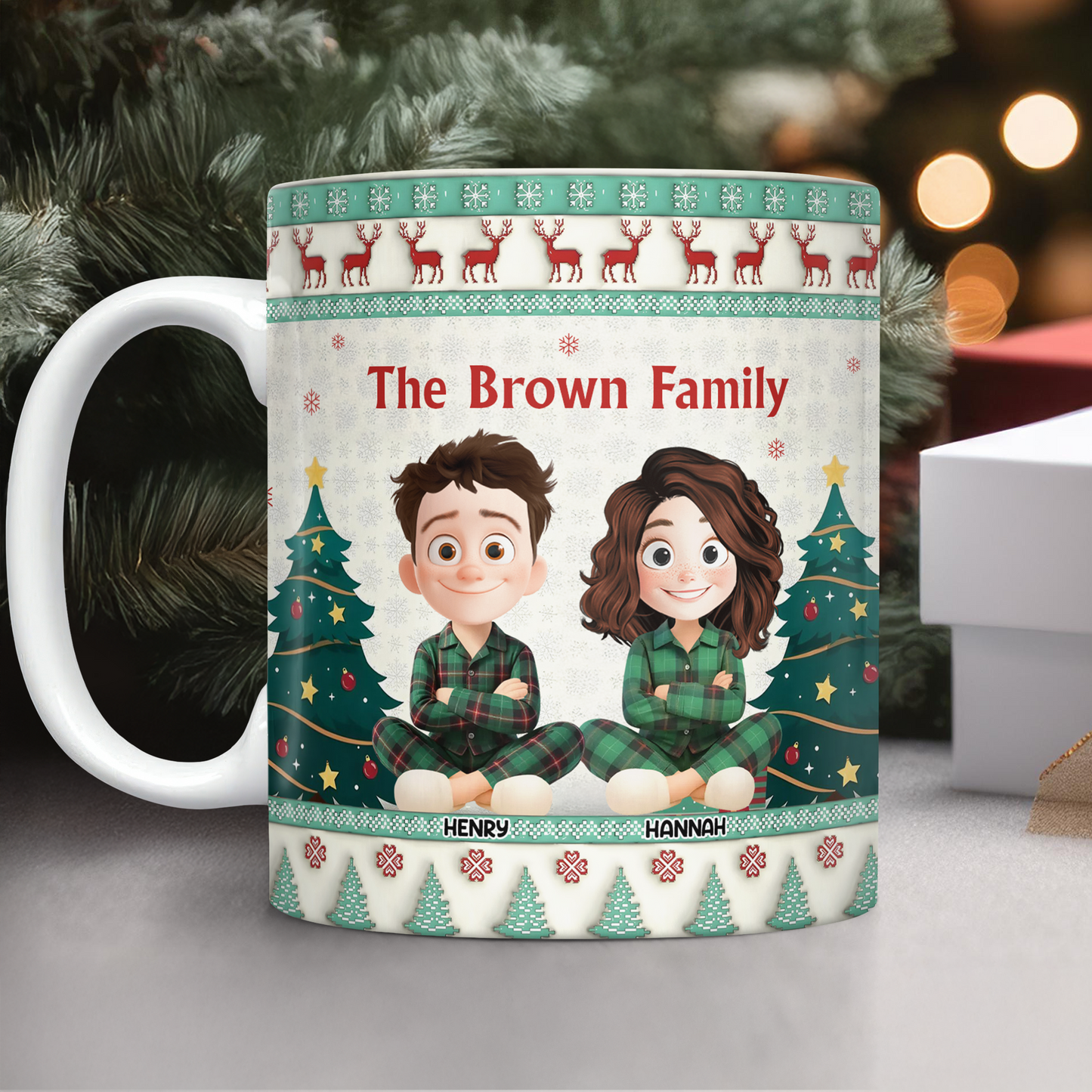 Personalized "Our Family Christmas Vibe" 3D Coffee Mug. Custom Christmas family mug.