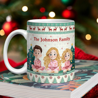 Personalized "Our Family Christmas Vibe" 3D Coffee Mug. Custom Christmas family mug.