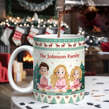Personalized "Our Family Christmas Vibe" 3D Coffee Mug. Custom Christmas family mug.