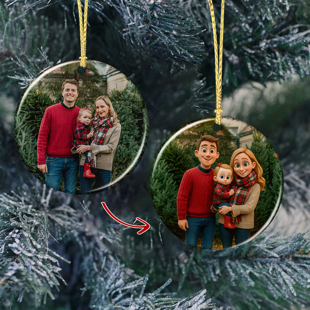 Our Family Custom Photo Lenticular Ornament - Upload your cherished family photo!