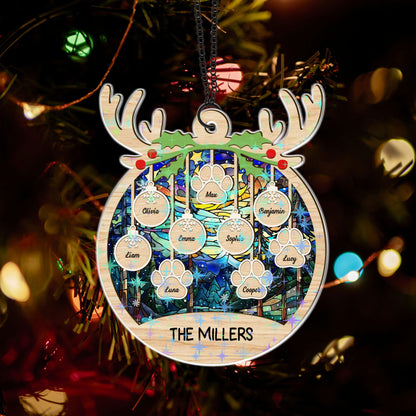 Custom "Our Family" Hologram Ornament in unique shape, shimmering with iridescent colors.