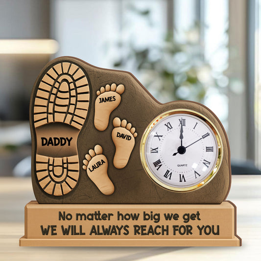 Personalized Family Desk Clock Plaque with Names, a custom engraved gift.