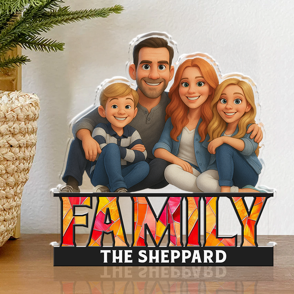 Our Family Name Colorful Custom Figure Personalized Acrylic Block Plaque