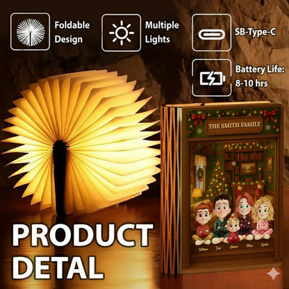 Personalized family book lamp. A unique Christmas gift, custom-made with your family name.