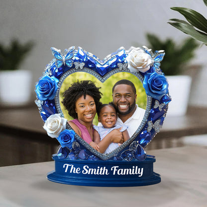 Our Family Rose Custom Personalized Acrylic Block Plaque with family names and floral design.