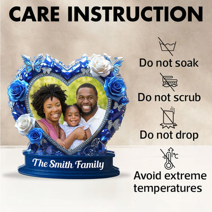 Our Family Rose Custom Personalized Acrylic Block Plaque with family names and floral design.