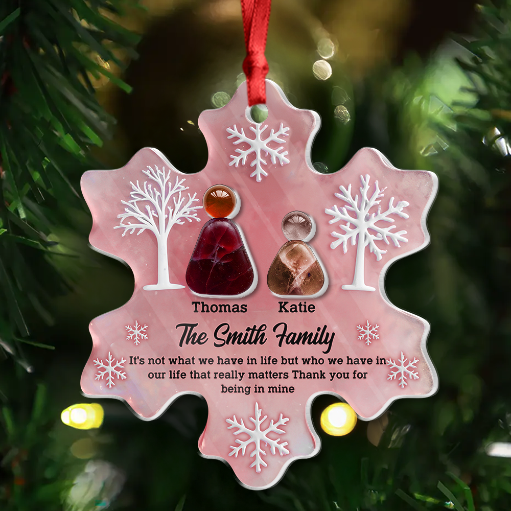 Personalized Our Family Sea Glass Ornament - Custom acrylic, layered design.