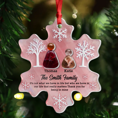 Personalized Our Family Sea Glass Ornament - Custom acrylic, layered design.