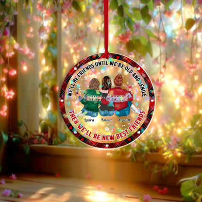 Our Friendship is Endless Custom Shape Hologram Ornament. Perfect personalized friend gift.