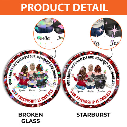 Our Friendship is Endless Custom Shape Hologram Ornament. Perfect personalized friend gift.