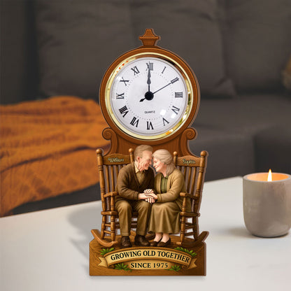 Personalized "Our Love, Our Heart" desk clock plaque gift with custom names and date.