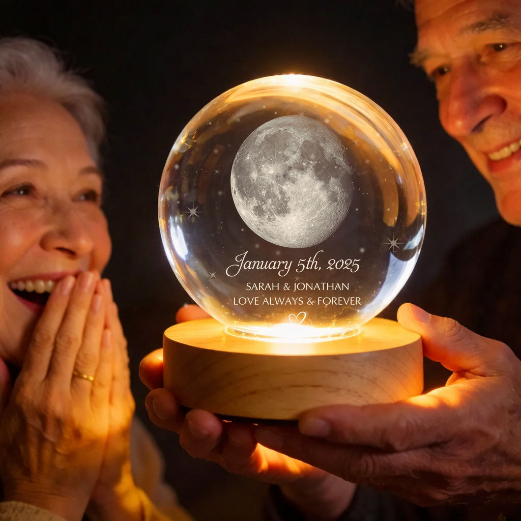 Our Moon Special Date Love Always - Personalized Crystal Globe Lamp