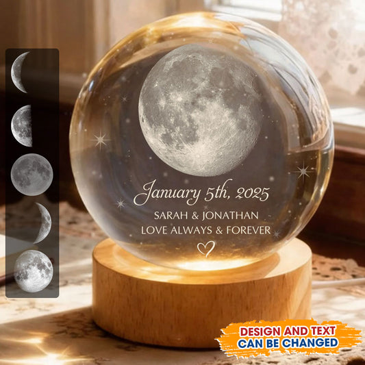 Our Moon Special Date Love Always - Personalized Crystal Globe Lamp