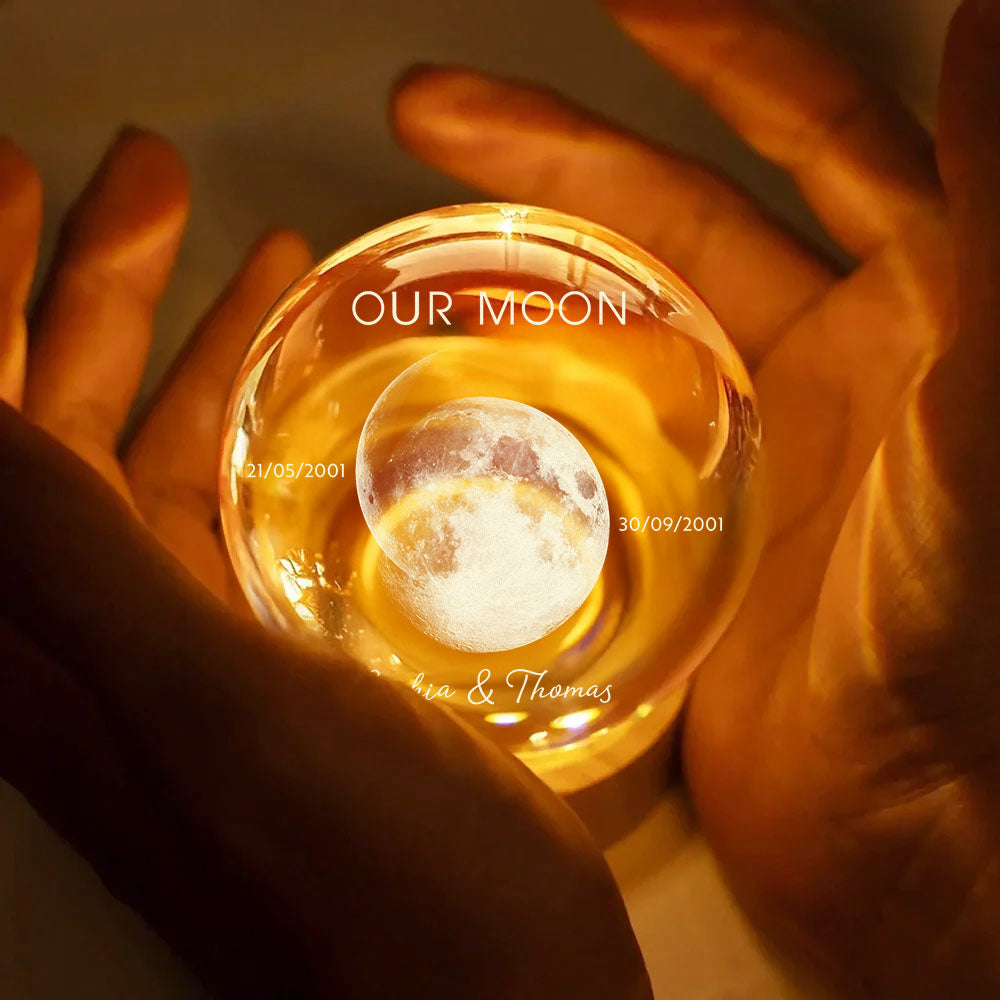 Our Moon Special Day Custom Moon Phase - Personalized Crystal Globe Lamp