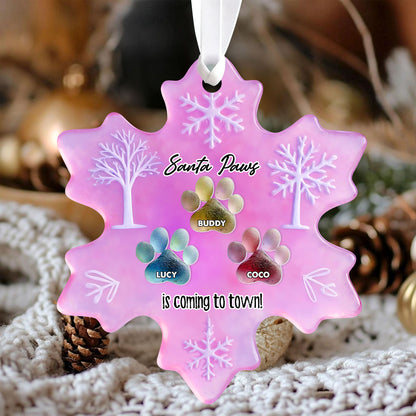 Personalized paw prints sea glass ornament; custom acrylic 2-layered pet memorial.