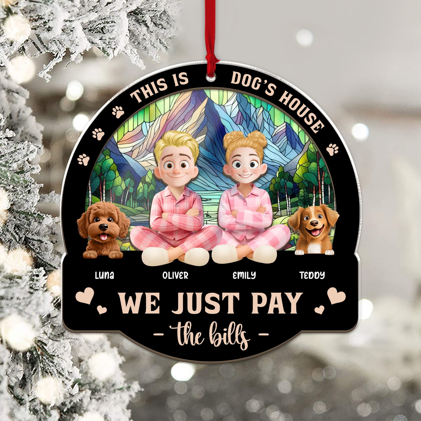 Pay the Bills personalized suncatcher window hanging.