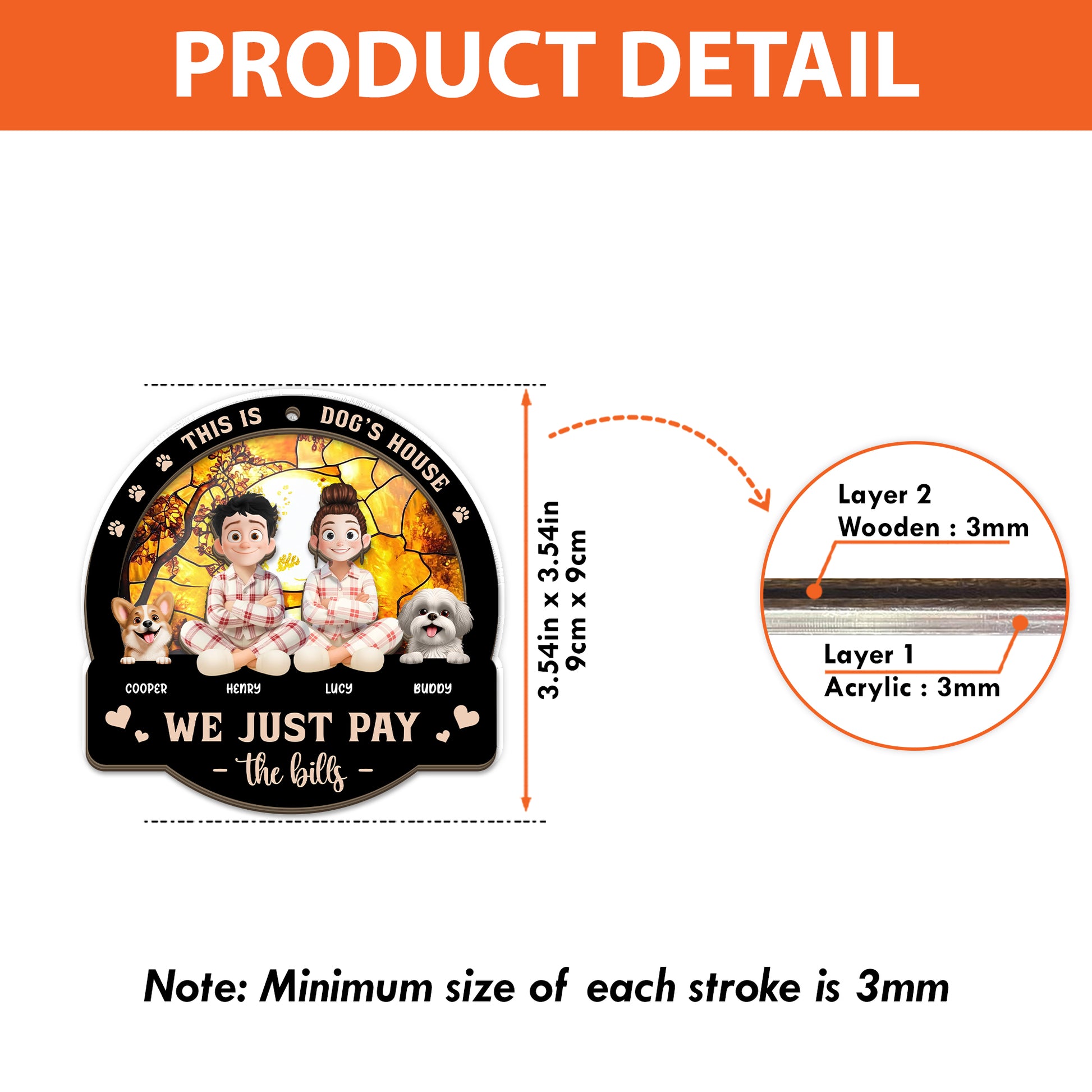 Pay the Bills personalized suncatcher window hanging.